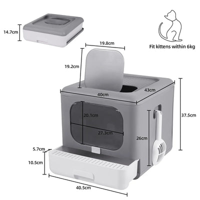 Modern Cat Litter Box Cat House Furniture Detachable Kitten Cat Potty Self Cleaning Hidden Toilet with Portable Scoop Drawer