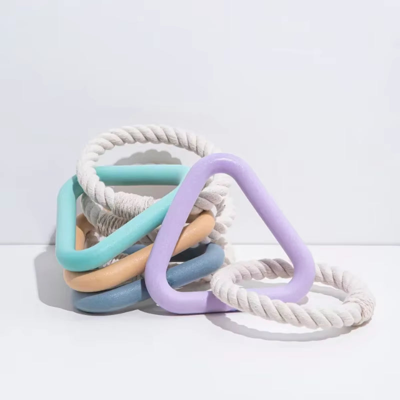 Pet Dog Chew Toys Triangle TPR Cotton Rope Puppy Tug of War Molar Clean Toy Dog Toys for Large Small Dogs Pet Puppy Supplies