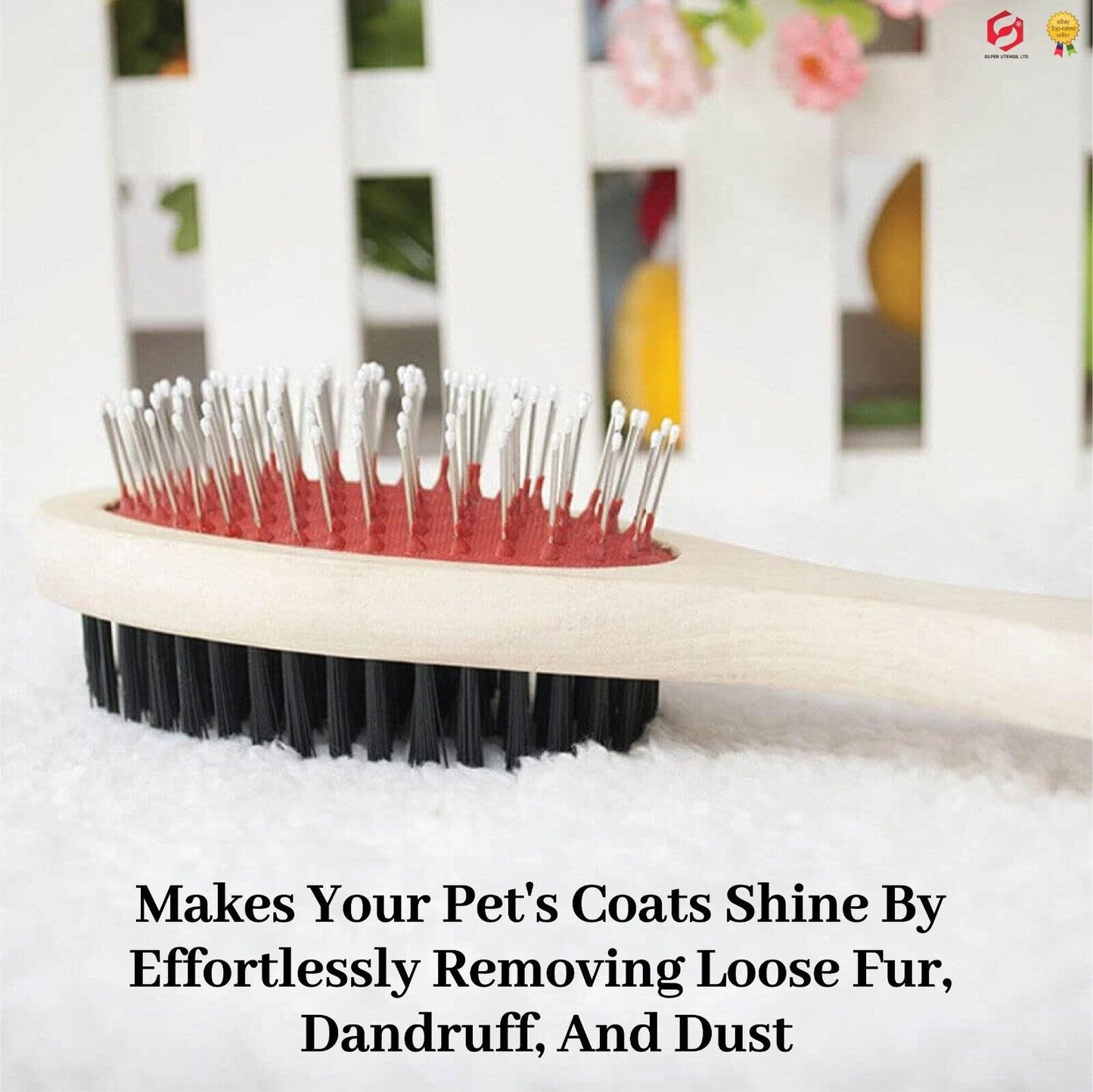 Double Side Dog Cat Grooming Brush Groomer Comb Pet Hair Fur Tidy Cleaner Wooden
