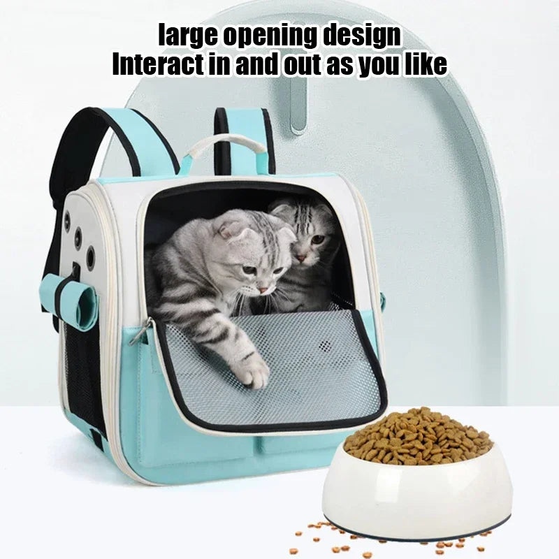 Pet Backpack Portable Cat and Small Dogs Outdoor Carrier Foldable Ventilated Design Large Cat Dog Backpack Carrier Bag