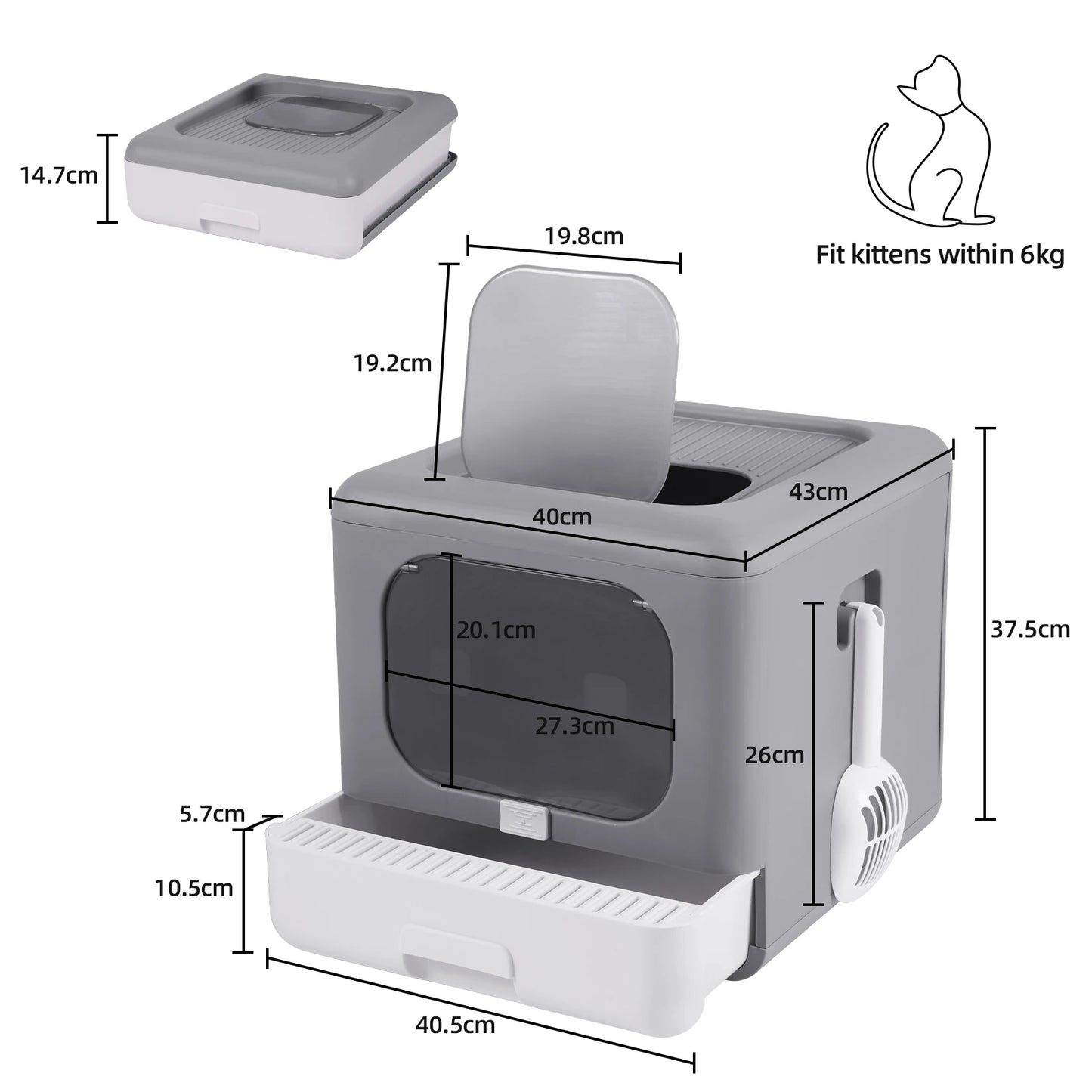 Modern Cat Litter Box Cat House Furniture Detachable Kitten Cat Potty Self Cleaning Hidden Toilet with Portable Scoop Drawer