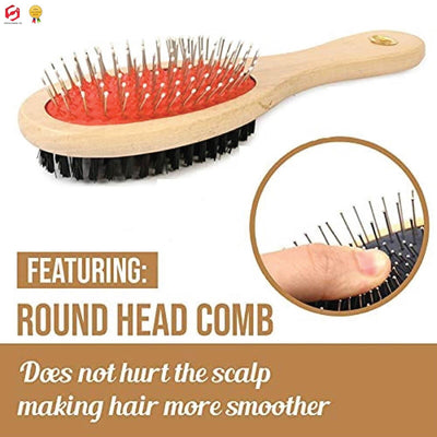 Double Side Dog Cat Grooming Brush Groomer Comb Pet Hair Fur Tidy Cleaner Wooden