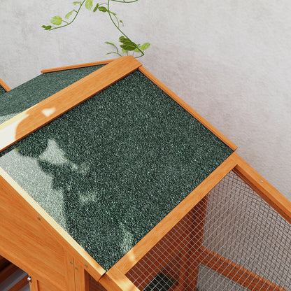PawHut Wooden Chicken Coop with Run, Nesting Box, Slide-out Tray, Ramp, Perches, Asphalt Roof, 179 x 67 x 115cm-6